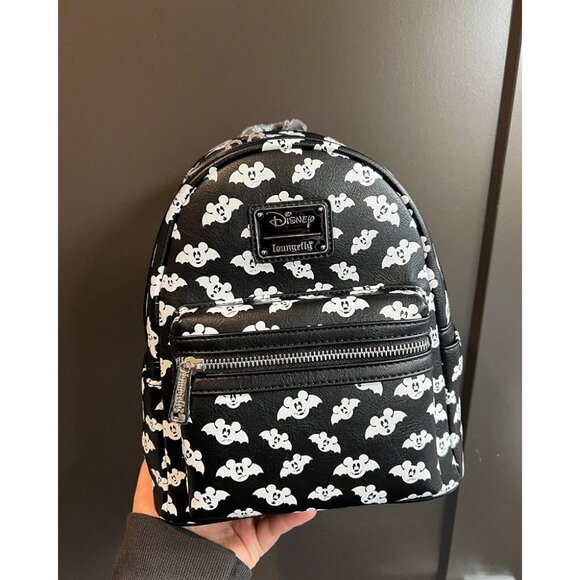 🆕Loungefly Disney Disney Totally Batty Mickey Mouse Bat AOP Mini Backpack Purse - Picture 1 of 9